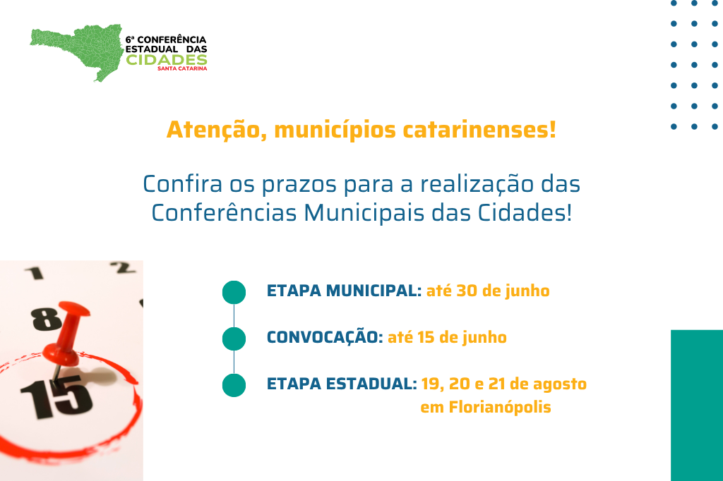 Prazos finais se aproximam para a realização das Conferências Municipais das Cidades em Santa Catarina